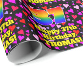 37誕生日:愛するハートパターン、虹# 37 ラッピングペーパー (ロールコーナー)