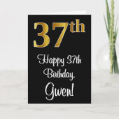 37誕生日～豪華エレガントなフェイク金ゴールドルック# カード (正面)
