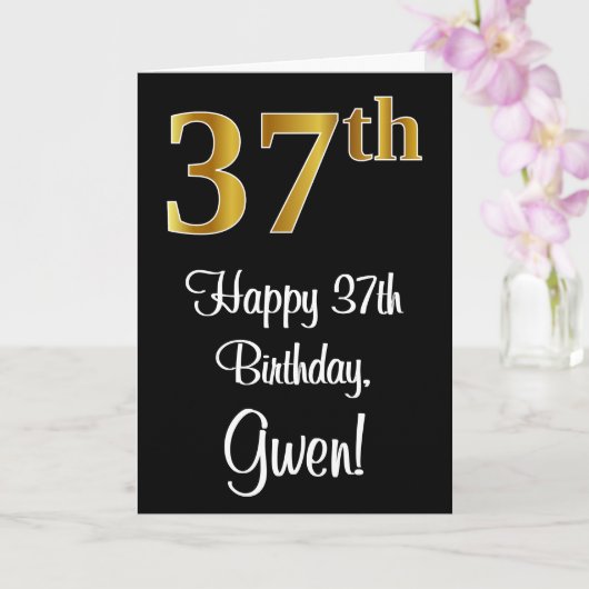 37誕生日～豪華エレガントなフェイク金ゴールドルック# カード (蘭)