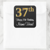 37誕生日 – 豪華エレガントなフェイク金ゴールドルック# スクエアシール (バッグ)