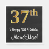 37誕生日~豪華エレガントなフェイク金ゴールド スタンダードランチョンナプキン (正面)