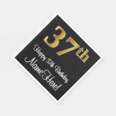 37誕生日~豪華エレガントなフェイク金ゴールド スタンダードランチョンナプキン (角)