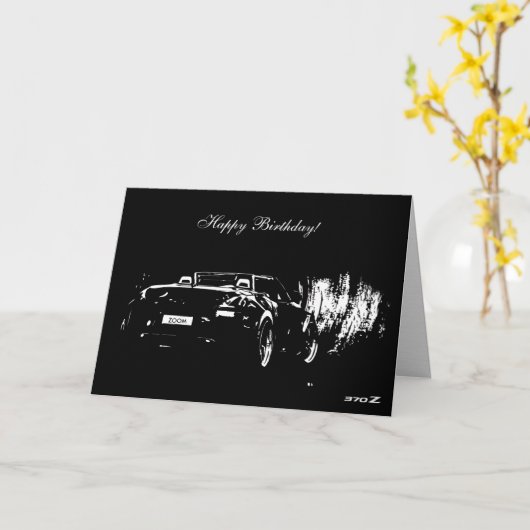 370Zロードスターカーをテーマにした誕生日カード カード (黄色い花)
