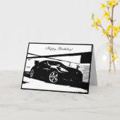 370Z車のテーマのバースデー・カード カード (黄色い花)