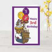 3752 Happy 3rd Birthday Bear カード (黄色い花)