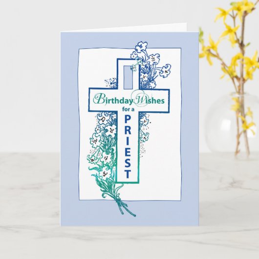 3772司祭誕生日クロス花 カード (黄色い花)