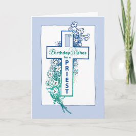 3772司祭誕生日クロス花 カード