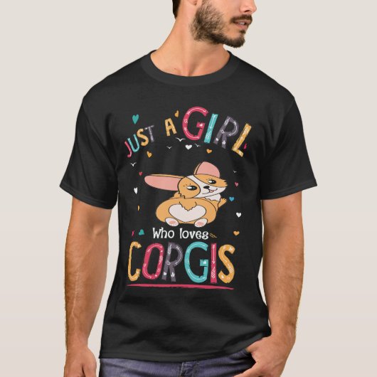 37 コーギーが大好きな女の子 Tシャツ (正面)