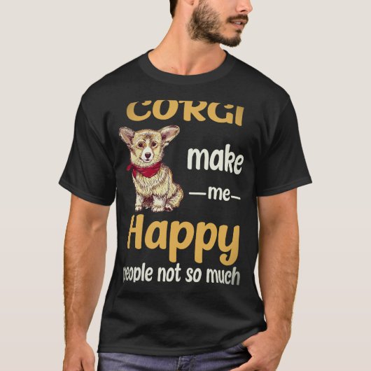 37 コーギー 私を幸せにするのはコーギーであって人ではない Tシャツ (正面)