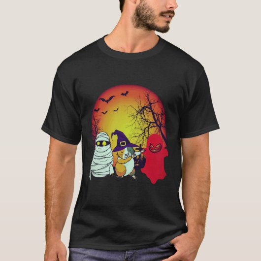 37 モルモット ハロウィン カボチャ Tシャツ (正面)