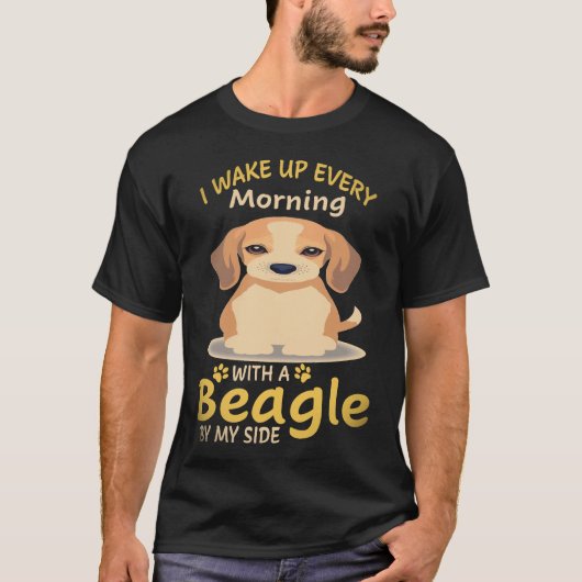 37 毎朝ベーグル犬と一緒に目覚める Tシャツ (正面)