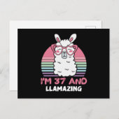 37 Year Old Bday Llamazing 37th Birthday Llama ポストカード (正面/裏面)