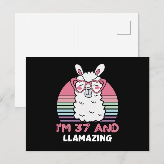 37 Year Old Bday Llamazing 37th Birthday Llama ポストカード (正面/裏面)