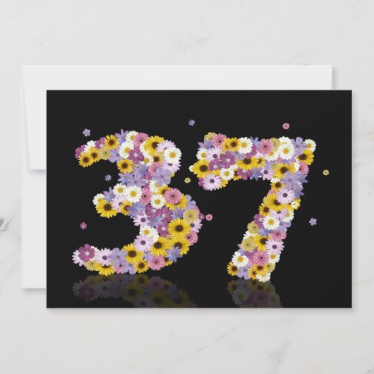 37thバースデーパーティー、花の文字 招待状 (正面)