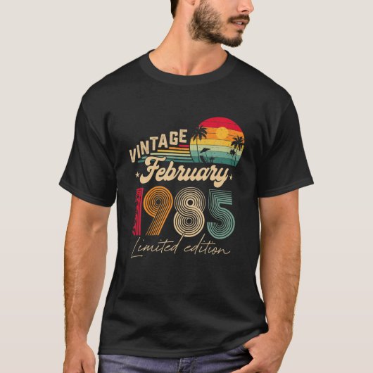 37th誕生日ギフト男性ヴィンテージ1985年2月37Ye Tシャツ (正面)