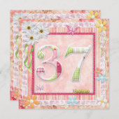 37th誕生日パーティースクラップブック作りスタイル 招待状 (正面/裏面)