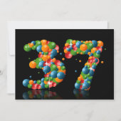 37th誕生日パーティー、泡とボール 招待状 (正面)