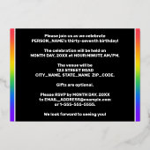 37th Birthday Party:おもしろい、レインボーカラフルパターン 箔招待状 (裏面)