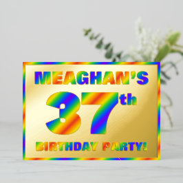 37th Birthday Party —おもしろい、レインボースペクトル「37」 箔招待状