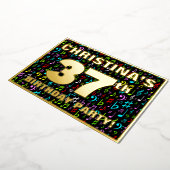 37th Birthday Party —おもしろい、音楽シカラフルンボル 箔招待状 (回転した状態)