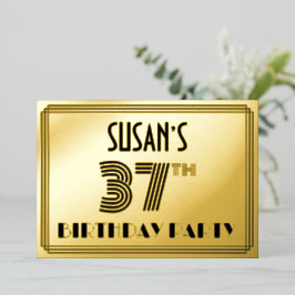 37th Birthday Party —アールデコスタイル「37」 & Name 箔招待状