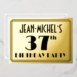 37th Birthday Party —アールデコ検索「37」 +名前 箔招待状