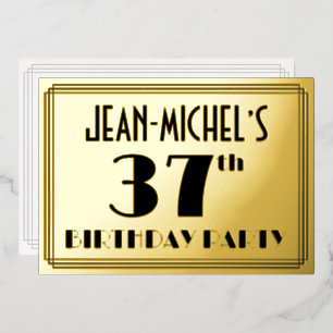 37th Birthday Party —アールデコ検索「37」 +名前 箔招待状