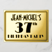 37th Birthday Party —アールデコ検索「37」 +名前 箔招待状 (正面)