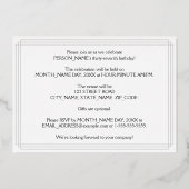 37th Birthday Party —アールデコ検索「37」 +名前 箔招待状 (裏面)