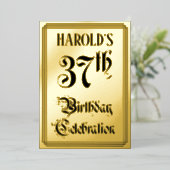 37th Birthday Party – スクリプエレガントト+名前をカスタムする 箔招待状 (立ち正面)