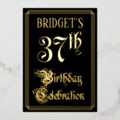 37th Birthday Party – スクリプファンシートと名前をカスタムする 箔招待状 (正面)