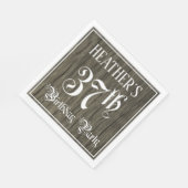 37th Birthday Party — ファンシー Script, フェイク Wood Look スタンダードランチョンナプキン (角)
