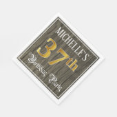 37th Birthday Party — フェイク金ゴールド&ウッドフェイク・ルックス スタンダードランチョンナプキン (角)