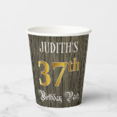 37th Birthday Party — フェイク金ゴールド&ウッドフェイク・ルックス 紙コップ (裏面)