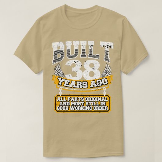 38おもしろい番目の誕生日のシャツのヴィンテージの構築38年 Tシャツ (デザイン正面)