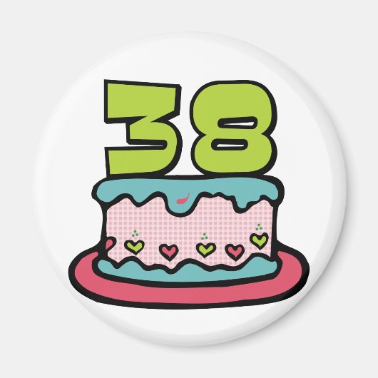 38歳お誕生日ケーキ マグネット (正面)