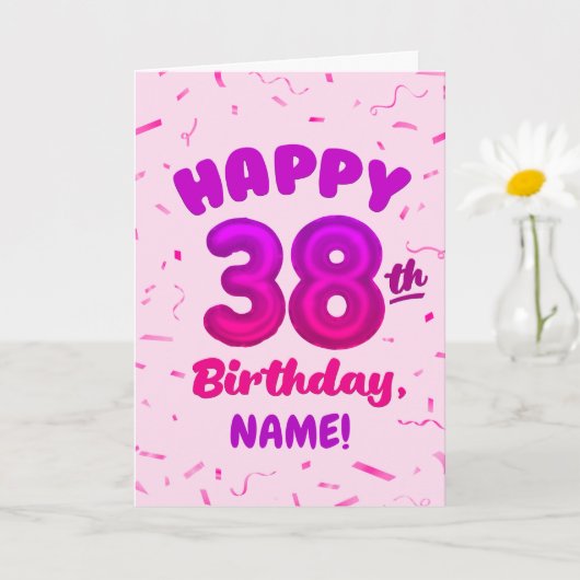 38歳のお誕生日おめでとう カスタムネームカード カード (小さな植物)