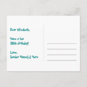 38歳の誕生日おめでとう!楽しいスターパターン、虹38、名前入り ポストカード (裏面)