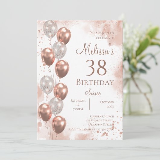 38歳の誕生日パーティーの招待状 招待状 (スタンド正面)