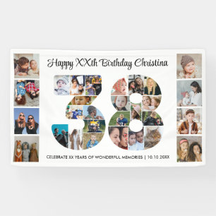 38歳の誕生日パーティーナンバー38フォトコラージュ 横断幕