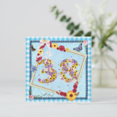 38歳の誕生日パーティー招待状 花と蝶 招待状 (スタンド正面)