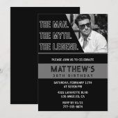 38歳の誕生日招待状ブラックザマンザレジェンド 招待状 (正面/裏面)