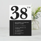 38歳の誕生日招待状白黒エレガント 招待状 (スタンド正面)
