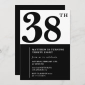 38歳の誕生日招待状白黒エレガント 招待状 (正面/裏面)