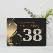 38歳の誕生日招待状、ナンバー ダイヤモンド、写真 招待状 (スタンド正面)
