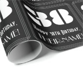 38歳の誕生日: アートデコ風デザイン「38」＆名前付き ラッピングペーパー (ロールコーナー)