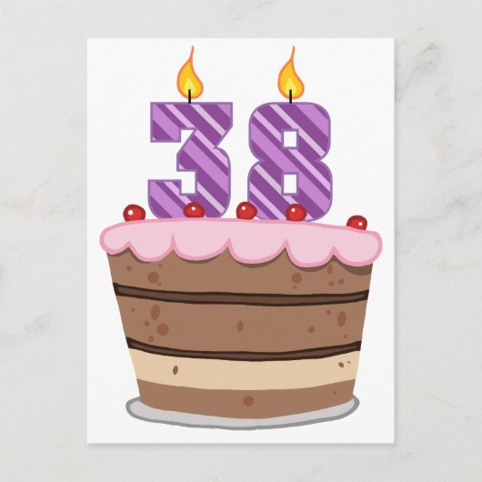 38歳オンお誕生日ケーキ ポストカード (正面)