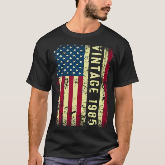 38歳ヴィンテージ1985年米国国旗38誕生 Tシャツ (正面)