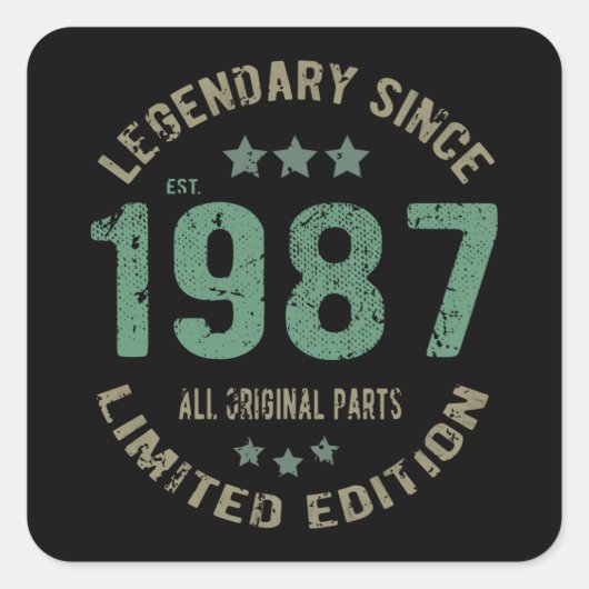 38歳1987年伝説38誕生日ギフト スクエアシール (正面)