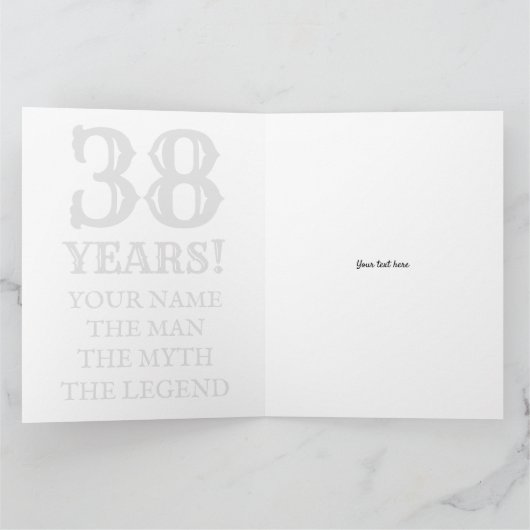 38男らし番目の誕生日カーおもしろいド カード (内部)